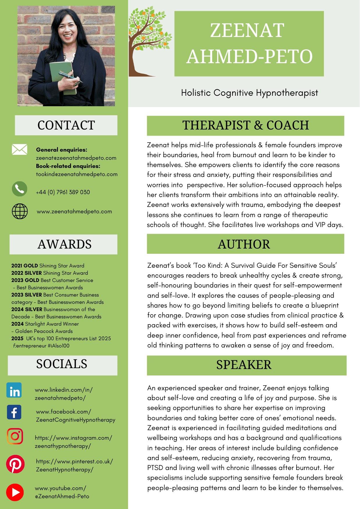 Zeenat Ahmed-Peto's Press Kit 2026